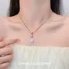 Collar de Concha con Lazo Rosa Estilo Vacaciones en la Playa, Diseño de Nicho, Cadena Dulce para la Clavícula, Exquisito Collar de Concha