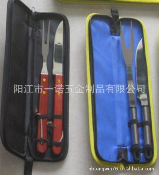 P-011N-3C烧烤工具BBQ,二件套布袋装组合烤具,不锈