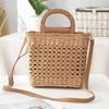 Bolso Tejido de Playa de Verano Bolso Cuadrado Pequeño Retro para Mujer Bolso de Mano Cruzado Bolso para Mujer Estilo Europeo y Americano Bolso de Vacaciones