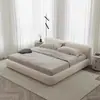 Cama Tatami Minimalista Wabi-Sabi Italiana Estilo Creme Bloco de Tofu Tecido Fosco Quarto Principal Cama de Casal Cama de Casamento