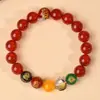 Pulsera de Ágata Negra y Roja Natural del Dios de la Riqueza de Cinco Vías con mantra de seis caracteres estampado en oro, estilo unisex, aproximadamente 6-14 mm, al por mayor