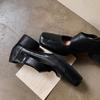 Sapatos de Couro de Cavalo com Textura de Alta Qualidade Studiolee, Salto Quadrado Grosso, Couro Macio, Salto Alto, Camada Única para Mulheres, Primavera