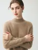 Suéter de cuello semi-alto 100% cachemir puro para mujer, nuevo suéter base de punto ajustado para otoño e invierno, suéter de cachemir de manga larga