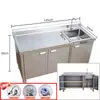 Gabinete de Cocina de Acero Inoxidable 304 Estilo Gabinete Fregadero Lavado de Manos Lavado de Verduras Fregadero de Gabinete Integrado Plataforma de Fregadero de un Solo Tazón