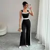 Moda Femenina Europea y Americana Transfronteriza 2026 Estilo Vacacional Primavera y Verano para Mujer Estilo Europeo y Americano Bloque de Color Sin Mangas Pierna Ancha Mono