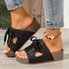 Sandalias de cuña de talla grande de comercio exterior, nuevo estilo popular de verano, sandalias de plataforma de tacón alto romanas de punta abierta con suela gruesa