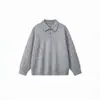 Suéter Gola Polo com Textura Retrô Americano para Homens e Mulheres, Outono/Inverno Solto Toque de Alto Padrão Malha Casual Cleanfit