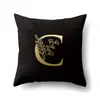Fronha de Poliéster decoração de carro fronha de flor preto e dourado 26 letras em inglês capa de almofada para casa QTB08