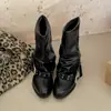 Botas Retro Maillard de Punta Gruesa para Mujer 2026 Nuevo Estilo Otoño para Mujeres Petitas, Acortadoras y Adelgazantes Botines