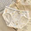 Pantaletas de algodón puro con entrepierna extendida, algodón Clase A, bragas de mujer con estampado de dibujos animados japoneses lindos, transpirables para niñas