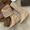 Botas de Salto Plataforma Tamanho Grande Femininas 2026 Outono Inverno Novas Simples Zíper Traseiro Salto Alto Moda Botas Longas Botas Longas Emagrecedoras