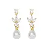 Pendientes Largos de Perlas de Cobre Ecológico Europeos y Americanos de Venta Caliente de Lujo para Mujer, Nuevos Pendientes Personalizados de Circonita, Accesorios de Oreja de Moda