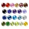 Agujero Doble Redondo Circonita Cúbica Zirconia Piedra Suelta Perforada con Agujeros Pendientes Blancos Coloridos Colgante Collar Pulsera de Cuentas Sueltas para Manualidades