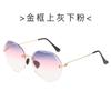 Gafas de Sol de Nuevo Estilo para Mujer, Modernas Lentes Poligonales Océano de Borde Cortado Sin Montura, Gafas de Sol con Protección UV, Moda al por Mayor con Formas Especiales