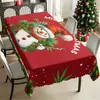 Toalha de mesa de Natal com estampa de pinheiro e rena, feita de poliéster, toalha de mesa decorativa para festa com atmosfera de feriado de inverno estilo americano