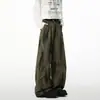 Calça Jeans Scimitar Tingimento Sujo Estilo Americano para Homens e Mulheres, Verão Reta Solta Perna Larga Casual Cool Calça Cargo para Meninos Tendência