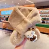 Bufanda de Peluche Nueva para Niños Linda de Dibujos Animados Imitación Piel de Conejo Bufanda Cálida Color Sólido Cruzada Engrosada Gato Kt Tendencia para Bebés