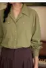 Camisa de Manga Larga Suelta con Cuello Cubano de Tencel Estilo Retro Francés Soligther para Mujer Nueva de Primavera Top Suelto para Mujer