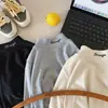 Camiseta térmica infantil Muye para outono e inverno, top bordado com gola semi-alta para meninos, estilo coreano, manga longa espessa