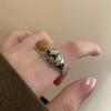 Anillo abierto de jade ovalado Maillard diseño personalizado anillo para el dedo índice nicho creativo todo-partido joyería al por mayor femenino