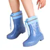 Botas de Lluvia para Mujer, Botas de Caña Media y Corta de Moda Estilo Coreano, Suela Gruesa para Exteriores con Protección Infrarroja, Antideslizantes, Impermeables y a Prueba de Frío