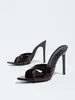 Mula de tiras cruzadas de punta fina de tacón de aguja de alta calidad para primavera-verano transfronteriza, zapatos de mujer, a la moda, versátiles, elegantes, sandalias de tacón alto de comercio exterior