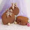 Caixa de Rattan, Caixa de Presente de Rattan, Caixa de Presente Decorativa Vintage, Caixa Semicircular de Rattan, Caixa de Presente de Casamento, Cesta, Joias