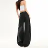 Nuevos Pantalones Jeans Retro Americanos de Estampado de Leopardo Oscuro de Cintura Alta Pierna Ancha Tipo Cimitarra, Sueltos y con Caída, Versátiles
