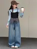 Pantalones vaqueros de nuevo estilo de otoño para niñas mayores, ropa infantil, jeans de cuadros estilo P para niñas, elegantes y versátiles