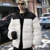 Jaqueta acolchoada de algodão estilo americano transfronteiriça para homens, nova coleção de inverno, design unissex, casaco de algodão liso, vestuário externo masculino