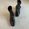 Botines elásticos retro adelgazantes para mujer, punta cuadrada, cremallera trasera, adelgazantes, elegantes, botines de tobillo para ir al trabajo, tacón grueso, botines pequeños color nude