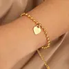 Joia Pingente Novo em Forma de Coração Transfronteiriço Ins Design de Nicho Corrente de Bolinhas Redondas Pulseira de Coração da Moda em Aço Titânio para Mulheres