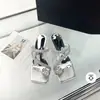 Pantuflas de Rhinestone Estilo Hada Feng Shui para Mujer 2025 Verano Nuevas Estilo Coreano Punta Cuadrada Punta Abierta Tacón de Aguja Moda Tacón Alto