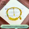 Pulsera trenzada de plata pura 999 con forma de calabaza de las Cinco Dinastías, con detalles dorados de caparazón de tortuga y caballo, pulsera trenzada de moda de lujo ligero para mujer
