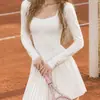 Mismo estilo que la marca Conjunto de Falda de Tenis con Chal Desmontable Cuello en U Cintura Ajustada Falda Plisada Ropa para Tenis Golf Pickleball