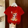 2026 Nuevo Estilo Camiseta de Algodón Puro de Manga Corta con Dibujos Animados Elegante Estampada de Media Manga Verano Casual para Niños Pequeños