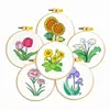 Kit de Materiais para Pingente de Ponto Cruz DIY Feito à Mão, Conjunto Simples para Iniciantes, Conjunto Floral de Seis Peças com Bastidor de Bordado, Exclusivamente para Vendas Transfronteiriças