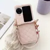 Couro Pequena Corda Portátil Estilo Chanel Adequada para Capa de Celular oppofindn2flip Capa Protetora Dobrável Findn3flip