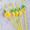 Suministro puntual pajita decorativa desechable piña arte plástico pajita de plástico flexible pajita para bebida de fruta