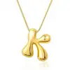 Collar con colgante de 26 letras del alfabeto inglés, chapado en cobre transfronterizo, oro real de 18k, liso, de burbuja de globo, gordito, lindo, versión Q