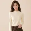 260g Primavera Outono Gola Alta Meia Camada Base Feminina Outono Manga Longa Camada Interna Camadas Roupas Externas Proteína de Caxemira Mais Veludo Quente Roupas de Outono
