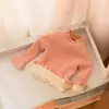 Suéter de Terciopelo Nuevo de Invierno para Niños Encaje Mezclado Pelo de Conejo Suéter Cálido para Niñas Engrosado Ropa Infantil de Comercio Exterior Explosiones