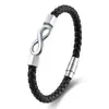 Pulsera de cuero tejida personalizada para hombre, con símbolo infinito de 8 caracteres, transfronteriza europea y americana, pulsera sencilla de la suerte.