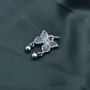 Plata de Ley S925 Colgante de Mariposa con Doble Perla Pulsera de Cuerda Hecha a Mano Colgante Accesorios para Colgante Material para Colgante