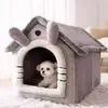Cama para Gato Invierno Cálida Casa Cerrada para Gato Villa Perro Pequeño Cama para Perro Cuatro Estaciones Universal Extraíble y Lavable Casa para Perro