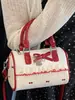2025 Nuevo Estilo de Verano Dulce Femenino Corazón Bolso Boston Rosa Lazo Nicho Viajero Hombro Cruzado Bolso de Mano