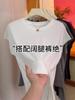 Camiseta de Manga Corta Estilo K Feifei para Mujer Verano 2025 Nueva Moda Aspecto Adelgazante Versátil Color Sólido Simple Top de Cuello Redondo