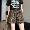 Shorts Esportivos Estampados de Leopardo para Mulheres, Corte Solto, Novo Estilo 2026, Shorts Slimming de Pernas Retas, Cintura Alta, Calças Petite de Pernas Largas