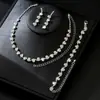 Joyería de Boda 2025 Moda Coreana Accesorios de Novia plata Collar de Diamantes Pendientes Pulsera Anillo Juego de Cuatro Piezas