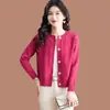 Suéter cárdigan tejido de cuello redondo estilo japonés y coreano para mujer 2025 Otoño e Invierno Nuevo estilo Chaqueta con parte superior exterior estilo occidental para personas pequeñas